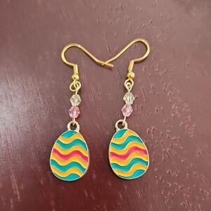 Colorful Wave Pattern Egg Earrings